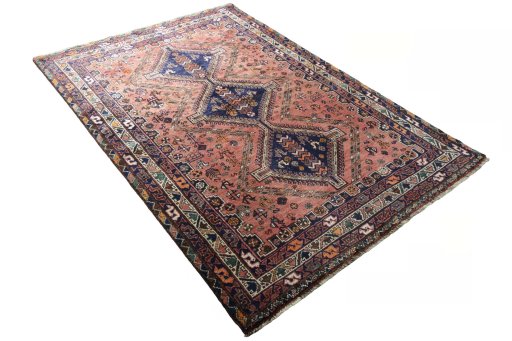 Close-up detail of 2000s Shiraz rug from Iran / Persia showing Wool weave