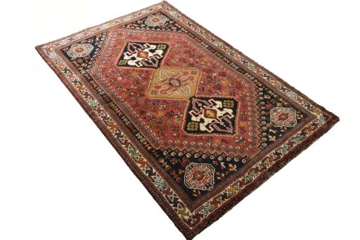 Close-up detail of 2000s Shiraz rug from Iran / Persia showing Wool weave