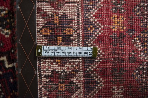 Close-up detail of 2000s Shiraz rug from Iran / Persia showing Wool weave