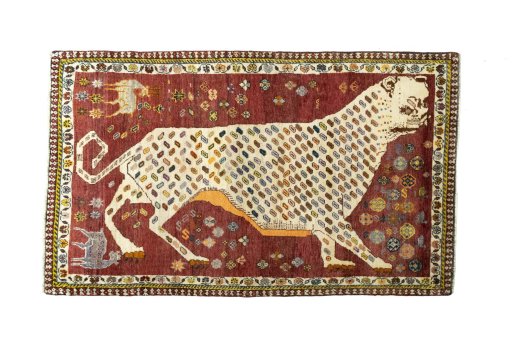Full view of 2000s Shiraz rug from Iran / Persia, 191 × 112 cm in Red tones