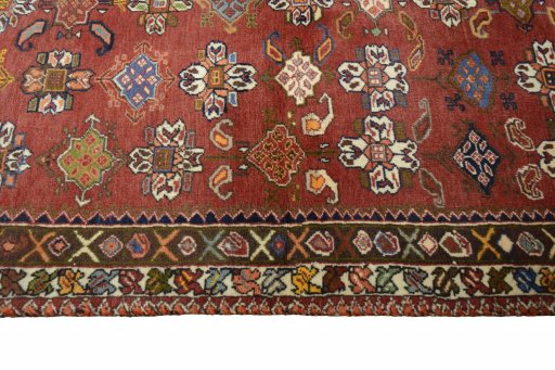 Close-up detail of 2000s Shiraz rug from Iran / Persia showing Wool weave