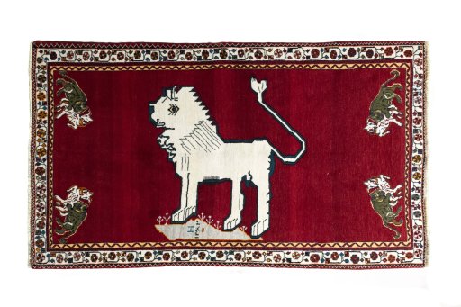 Full view of 2000s Shiraz rug from Iran / Persia, 210 × 120 cm in Red tones