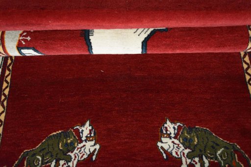 Full view of 2000s Shiraz rug from Iran / Persia, 210 × 120 cm in Red tones
