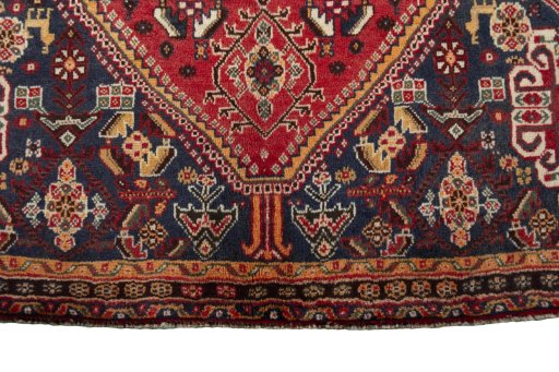 Close-up detail of 2000s Shiraz rug from Iran / Persia showing Wool weave
