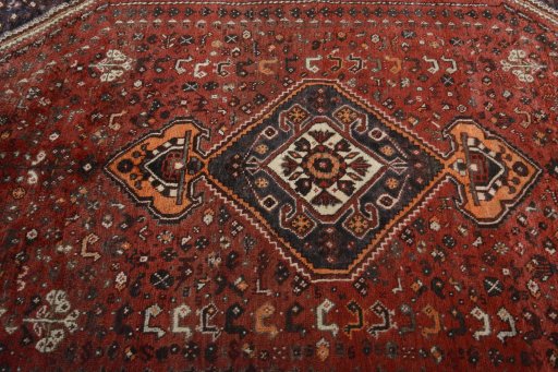 Central medallion detail of 2000s Shiraz rug from Iran / Persia