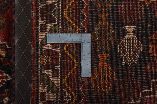 Close-up detail of 2000s Shiraz rug from Iran / Persia showing Wool weave