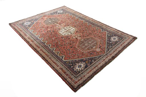 Close-up detail of 2000s Shiraz rug from Iran / Persia showing Wool weave