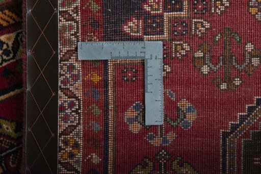 Close-up detail of 2000s Shiraz rug from Iran / Persia showing Wool weave