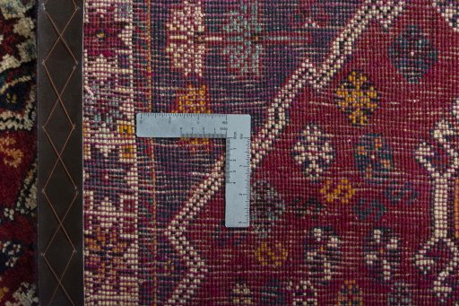 Close-up detail of 2000s Shiraz rug from Iran / Persia showing Wool weave