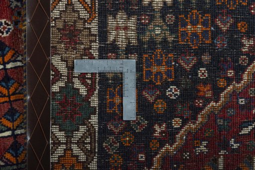 Close-up detail of 2000s Shiraz rug from Iran / Persia showing Wool weave