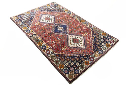 Close-up detail of 2000s Shiraz rug from Iran / Persia showing Wool weave