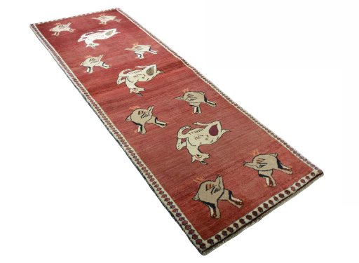 Close-up detail of 2000s Shiraz rug from Iran / Persia showing Wool weave