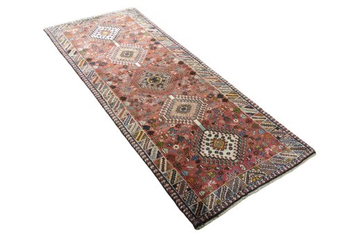 Close-up detail of 2000s Shiraz rug from Iran / Persia showing Wool weave