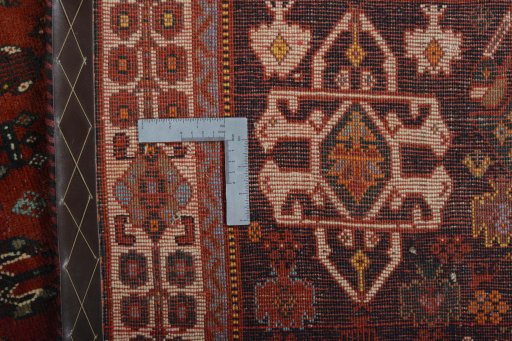 Close-up detail of 2000s Shiraz rug from Iran / Persia showing Wool weave