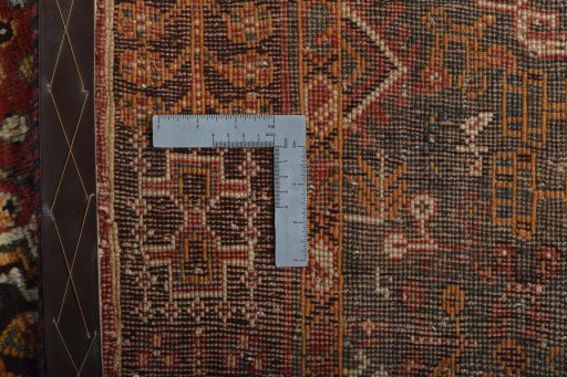 Surface texture of 2000s Shiraz rug with natural Wool and intricate pattern