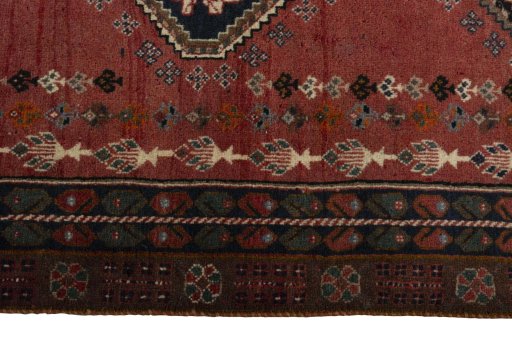 Close-up detail of 2000s Shiraz rug from Iran / Persia showing Wool weave