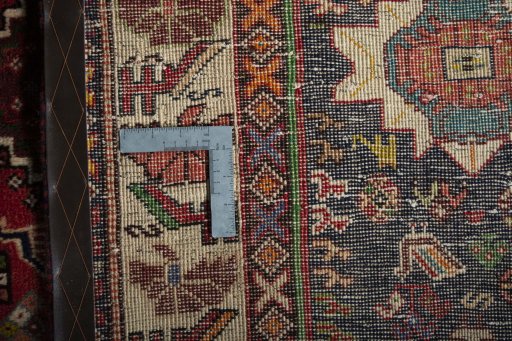 Close-up detail of 2000s Shiraz rug from Iran / Persia showing Wool weave
