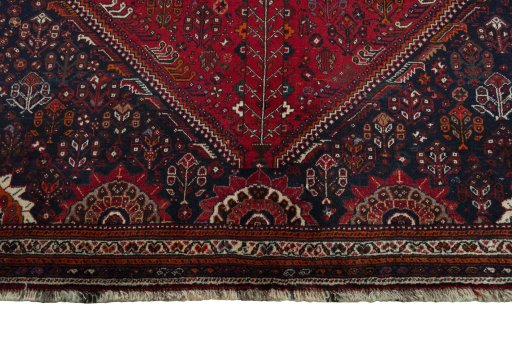 Full view of 2000s Shiraz rug from Iran / Persia, 340 × 225 cm in Red tones