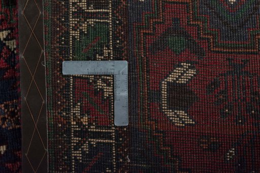 Close-up detail of 2000s Shiraz rug from Iran / Persia showing Wool weave