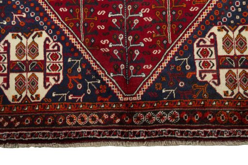 Close-up detail of 2000s Shiraz rug from Iran / Persia showing Wool weave