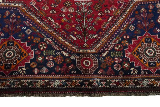 Close-up detail of 2000s Shiraz rug from Iran / Persia showing Wool weave