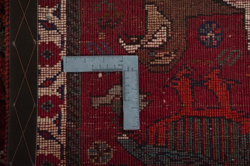 Close-up detail of 2000s Shiraz rug from Iran / Persia showing Wool weave