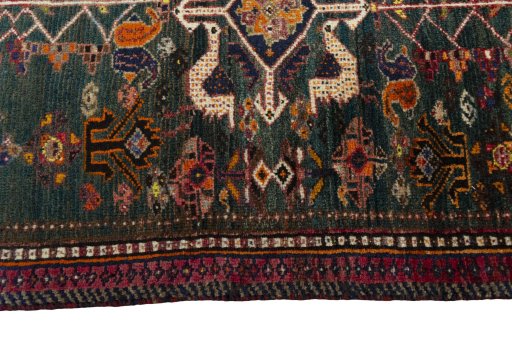 Close-up detail of 2000s Shiraz rug from Iran / Persia showing Wool weave