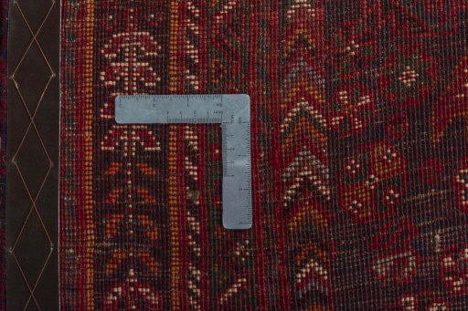 Surface texture of 1970s Shiraz rug with natural Wool and intricate pattern