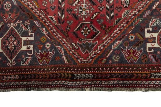 Close-up detail of 1970s Shiraz rug from Iran / Persia showing Wool weave