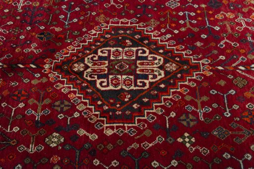 Central medallion detail of 1970s Shiraz rug from Iran / Persia