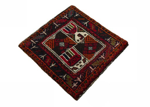 Close-up detail of 2000s Shiraz rug from Iran / Persia showing Wool weave
