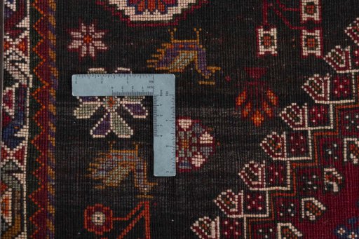 Close-up detail of 2000s Shiraz rug from Iran / Persia showing Wool weave