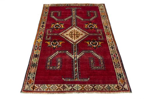 Surface texture of 2000s Shiraz rug with natural Wool and intricate pattern