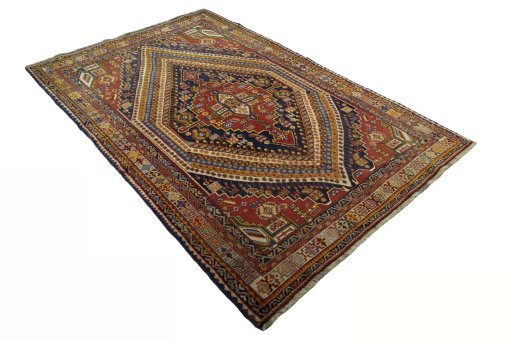Close-up detail of 2000s Shiraz rug from Iran / Persia showing Wool weave