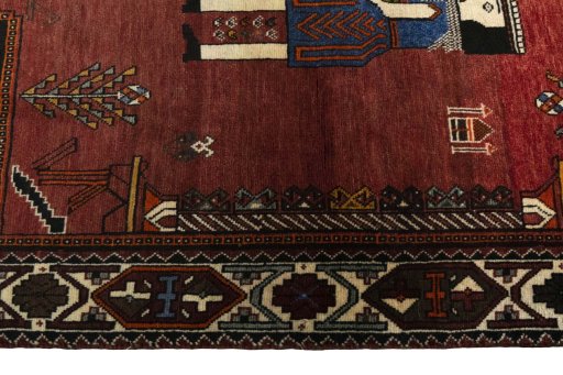 Close-up detail of 2000s Shiraz rug from Iran / Persia showing Wool weave