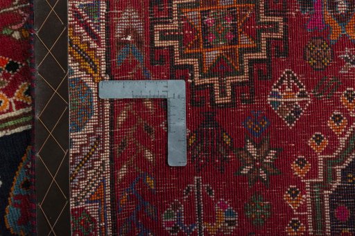 Close-up detail of 2000s Shiraz rug from Iran / Persia showing Wool weave