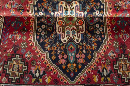 Full view of 2000s Shiraz rug from Iran / Persia, 161 × 119 cm in Blue tones