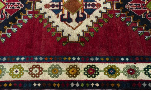 Close-up detail of 2000s Shiraz rug from Iran / Persia showing Wool weave