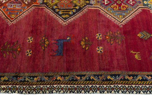 Close-up detail of 2000s Shiraz rug from Iran / Persia showing Wool weave