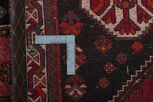 Close-up detail of 2000s Shiraz rug from Iran / Persia showing Wool weave