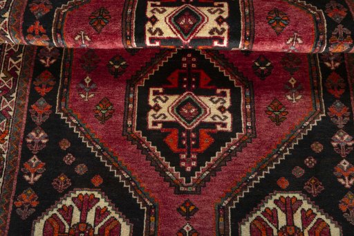 Full view of 2000s Shiraz rug from Iran / Persia, 174 × 111 cm in Red tones