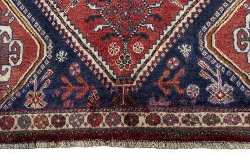 Close-up detail of 2000s Shiraz rug from Iran / Persia showing Wool weave