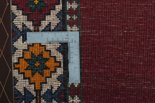 Close-up detail of 2000s Shiraz rug from Iran / Persia showing Wool weave