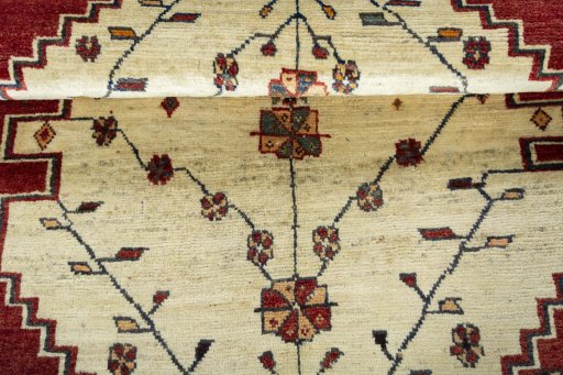 Full view of 2000s Shiraz rug from Iran / Persia, 203 × 124 cm in Beige tones