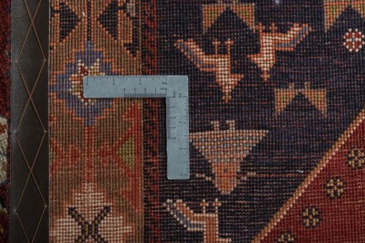 Close-up detail of 2000s Shiraz rug from Iran / Persia showing Wool weave