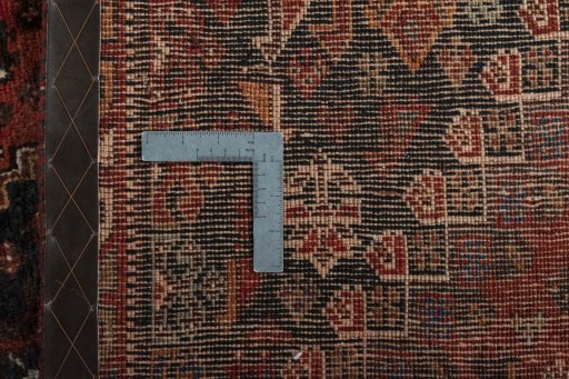 Close-up detail of 2000s Shiraz rug from Iran / Persia showing Wool weave