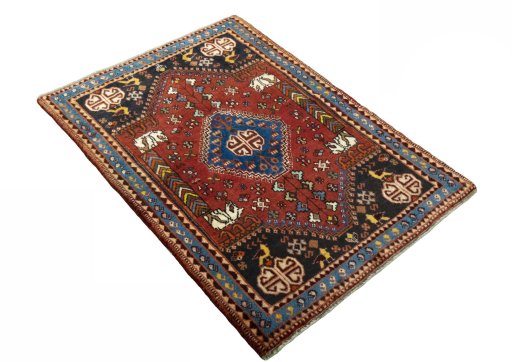 Close-up detail of 2000s Shiraz rug from Iran / Persia showing Wool weave