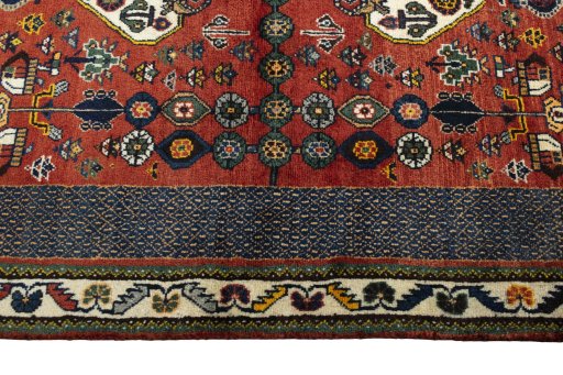 Close-up detail of 2000s Shiraz rug from Iran / Persia showing Wool weave