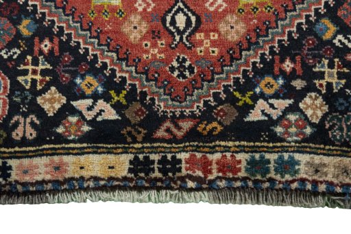 Close-up detail of 2000s Shiraz rug from Iran / Persia showing Wool weave