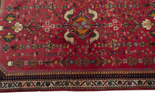 Full view of 2000s Shiraz rug from Iran / Persia, 151 × 81 cm in Red tones